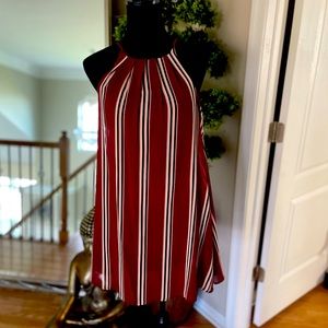 Wine Colored Stripped Swing Dress